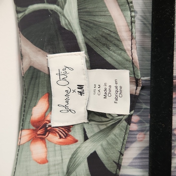 🌺Johanna Ortiz X H&M Floral Print Silky Dolman Sleeve Mini Dress, size M, Green - Picture 3 of 11